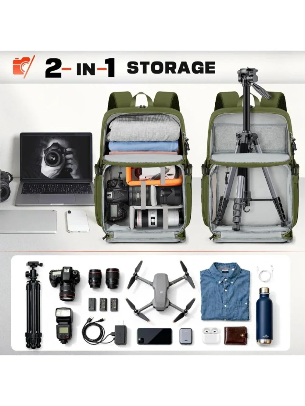Camera Backpack for DSLR/SLR/Mirrorless - Stylish, Durable, & Spacious Bag for